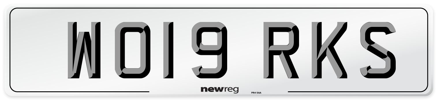 WO19 RKS Front Number Plate