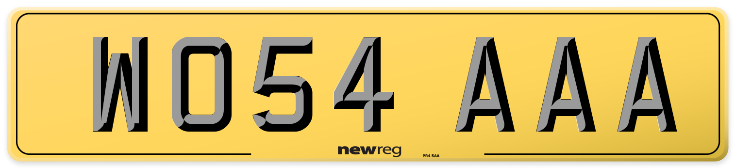 WO54 AAA Rear Number Plate