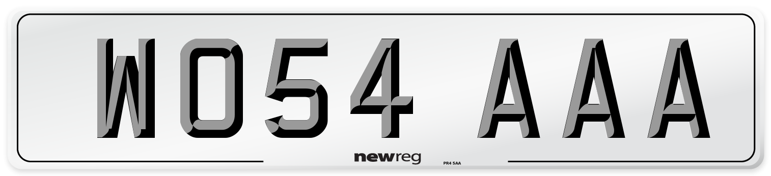 WO54 AAA Front Number Plate