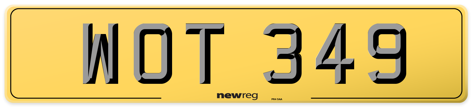 WOT 349 Rear Number Plate