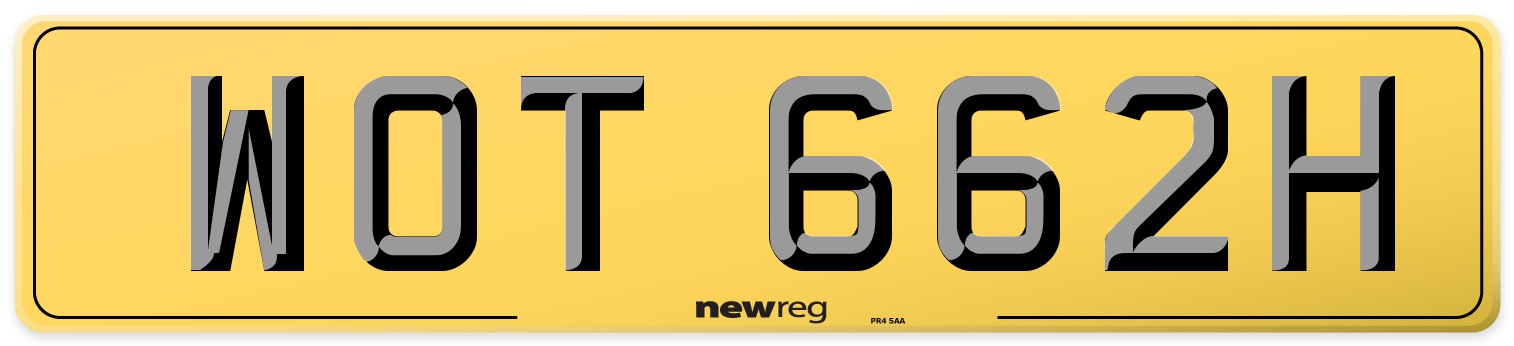 WOT 662H Rear Number Plate