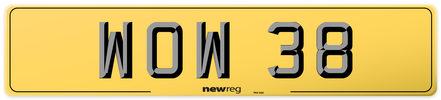 WOW 38 Rear Number Plate