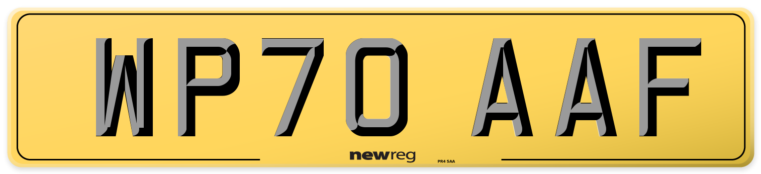 WP70 AAF Rear Number Plate