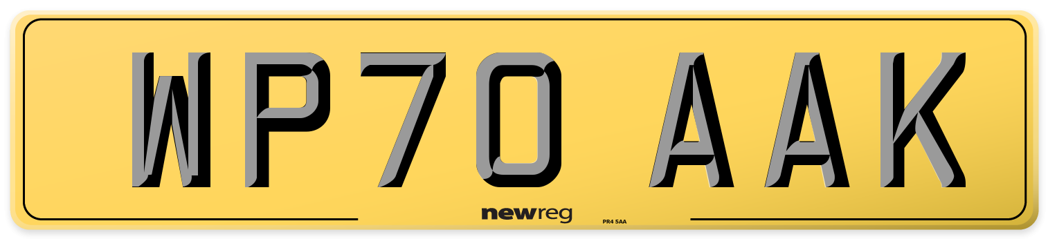 WP70 AAK Rear Number Plate