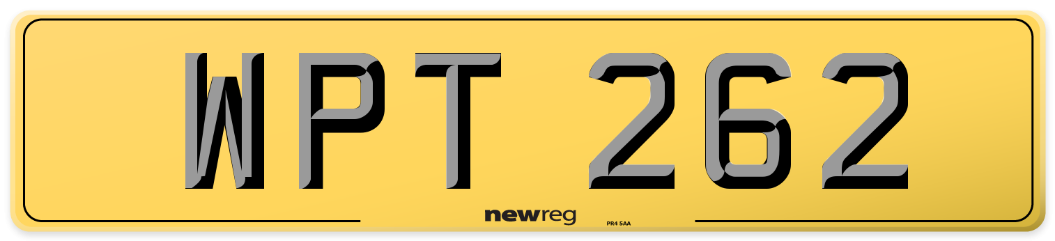 WPT 262 Rear Number Plate