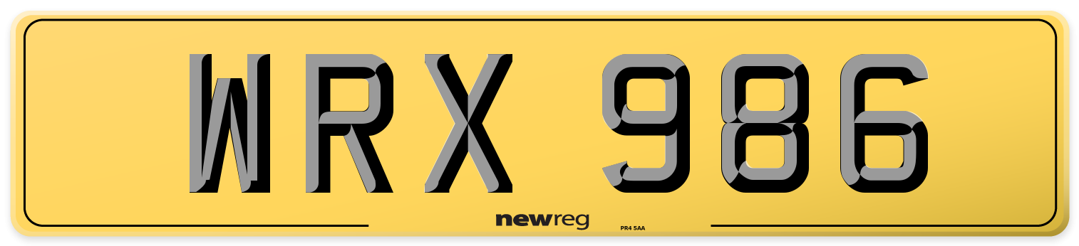 WRX 986 Rear Number Plate