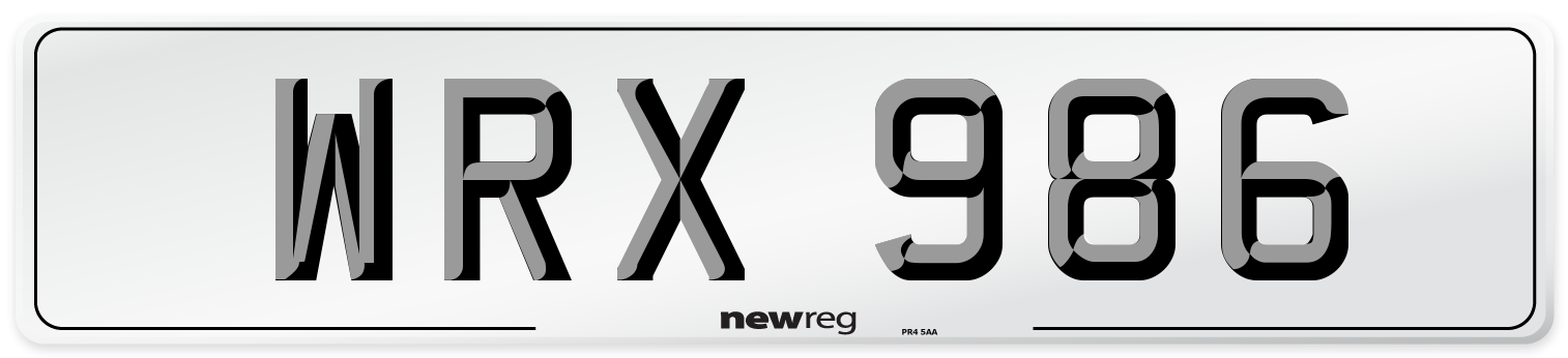 WRX 986 Front Number Plate