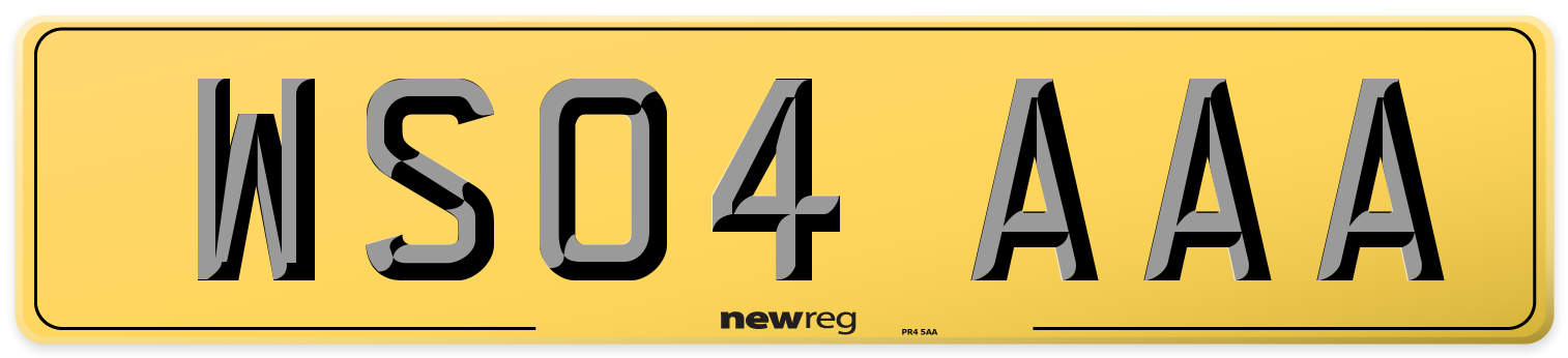 WS04 AAA Rear Number Plate