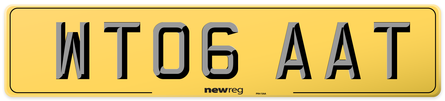 WT06 AAT Rear Number Plate