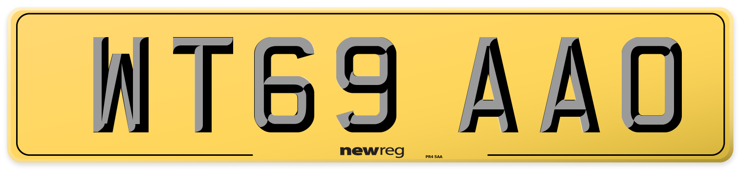 WT69 AAO Rear Number Plate