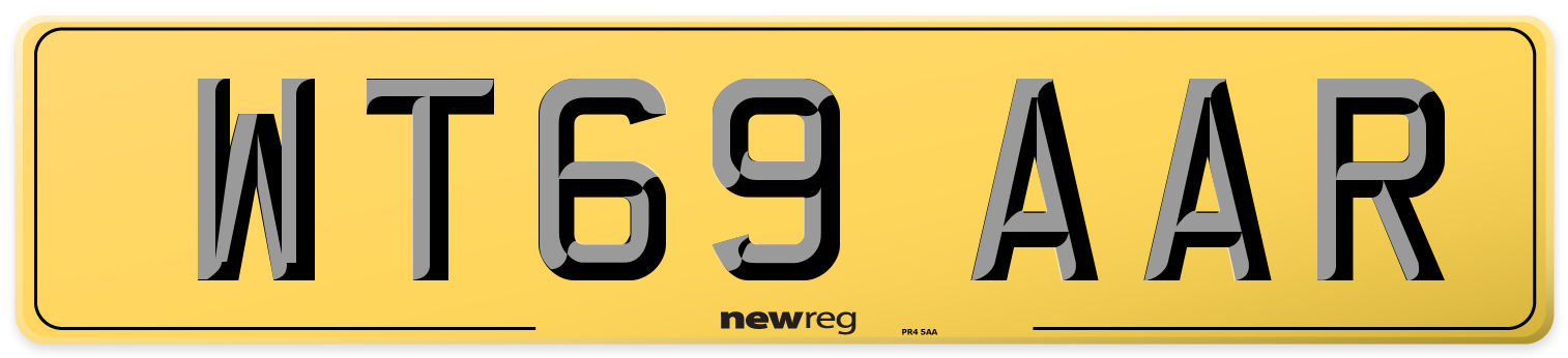 WT69 AAR Rear Number Plate