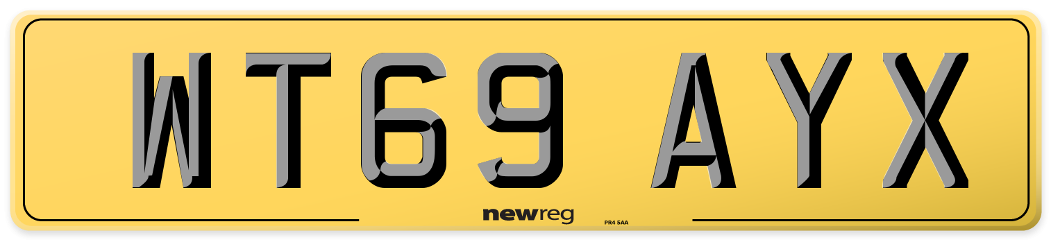 WT69 AYX Rear Number Plate