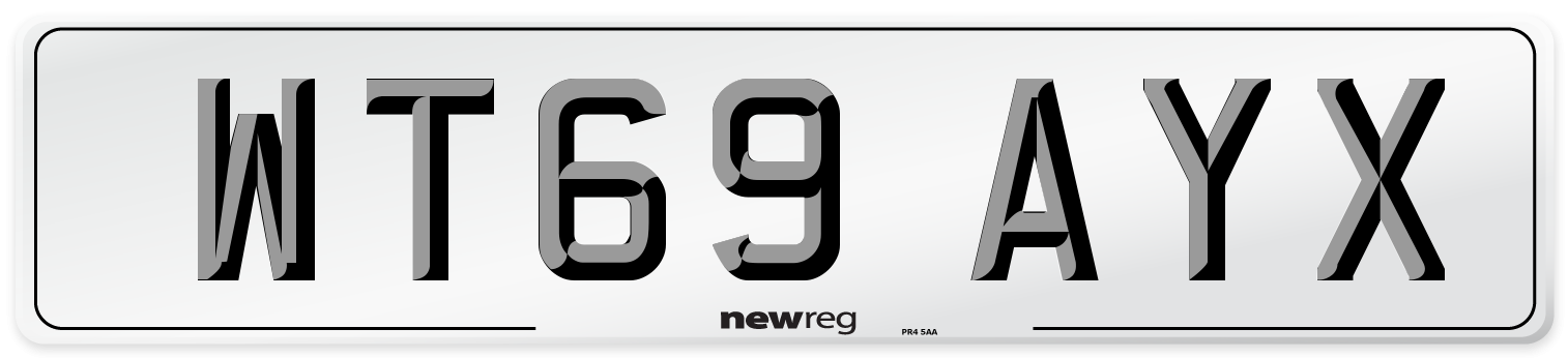WT69 AYX Front Number Plate