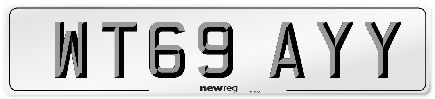 WT69 AYY Front Number Plate