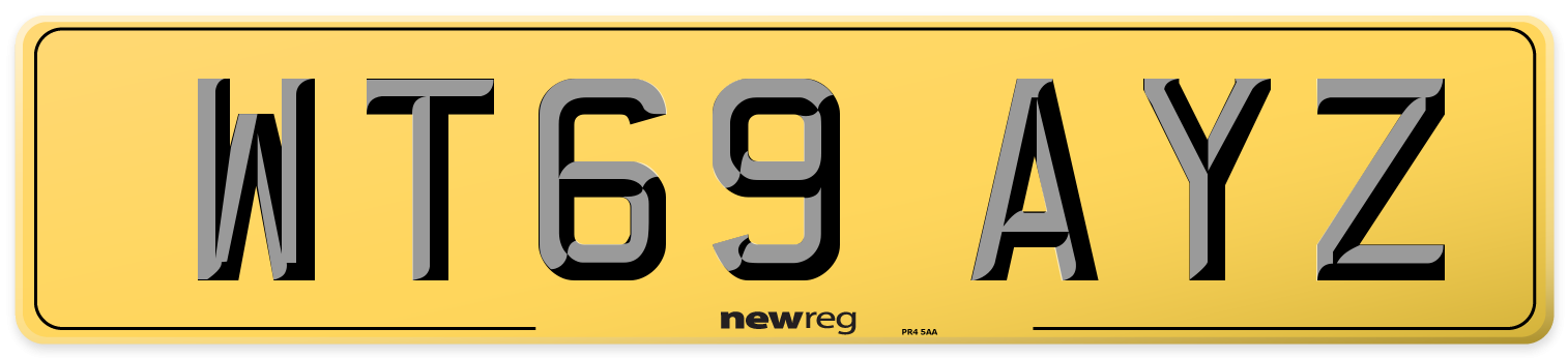 WT69 AYZ Rear Number Plate