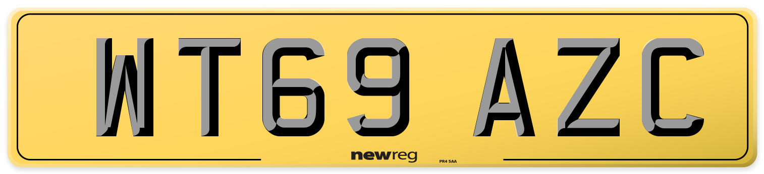 WT69 AZC Rear Number Plate