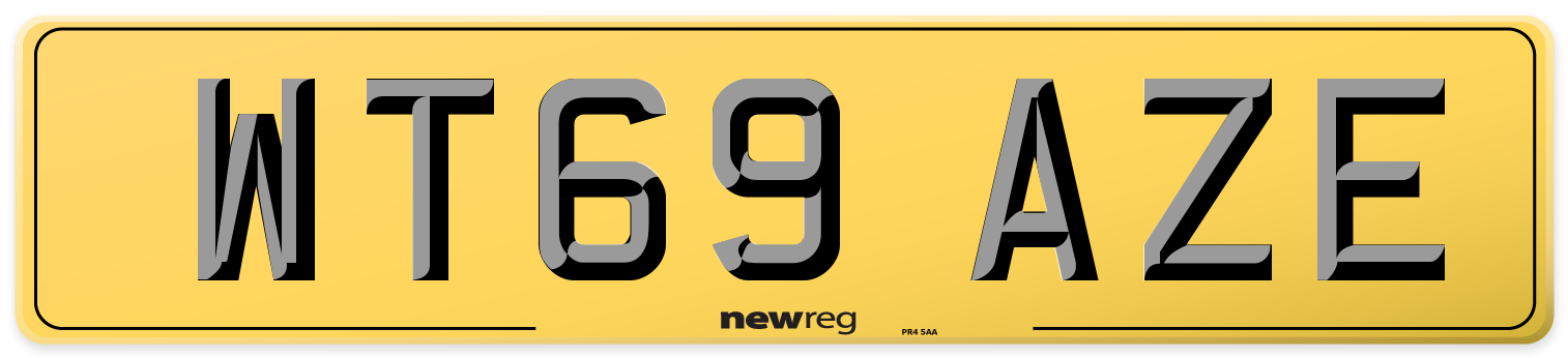 WT69 AZE Rear Number Plate