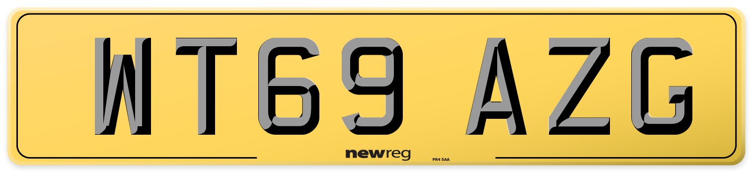 WT69 AZG Rear Number Plate