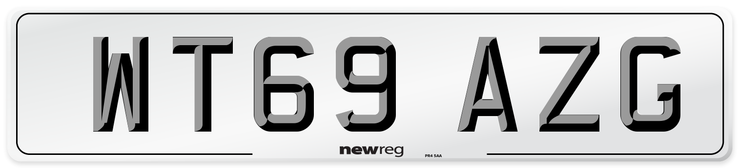 WT69 AZG Front Number Plate