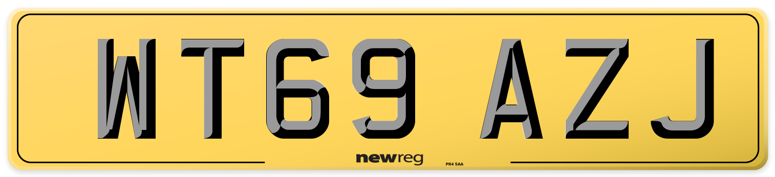 WT69 AZJ Rear Number Plate