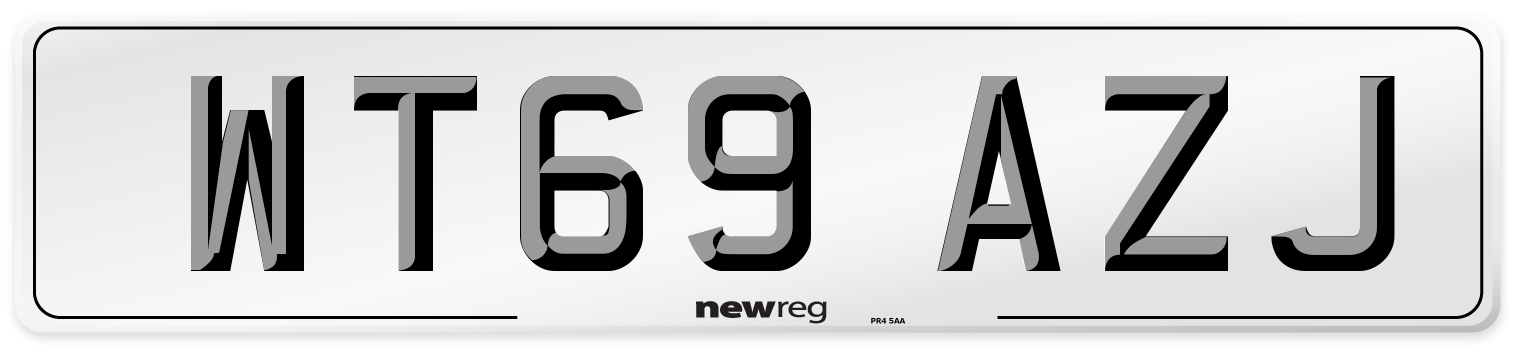 WT69 AZJ Front Number Plate