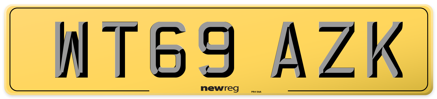 WT69 AZK Rear Number Plate