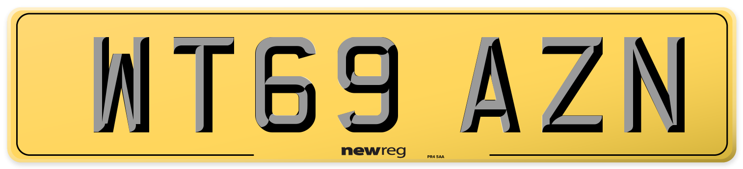WT69 AZN Rear Number Plate