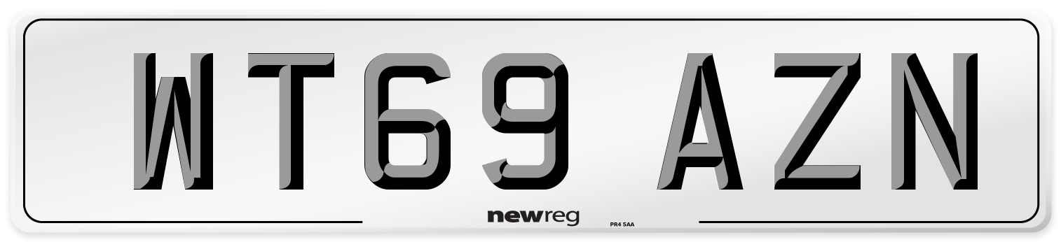 WT69 AZN Front Number Plate