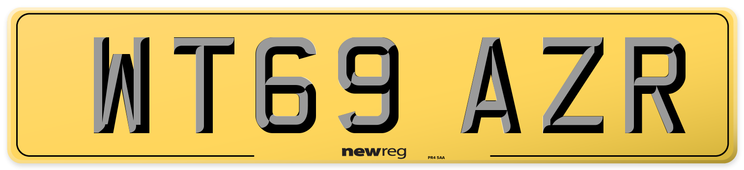 WT69 AZR Rear Number Plate