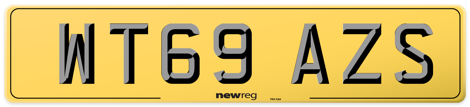 WT69 AZS Rear Number Plate