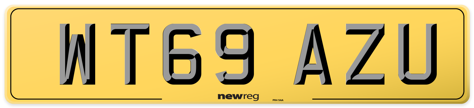 WT69 AZU Rear Number Plate