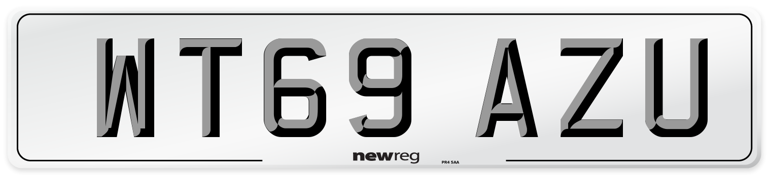 WT69 AZU Front Number Plate