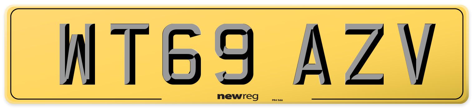 WT69 AZV Rear Number Plate