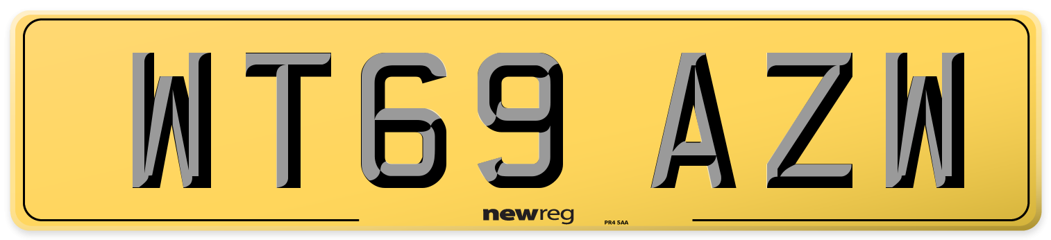 WT69 AZW Rear Number Plate