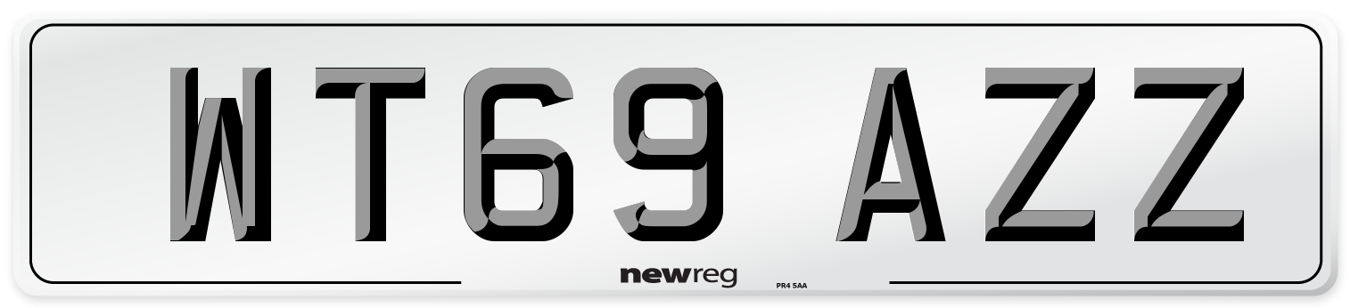 WT69 AZZ Front Number Plate
