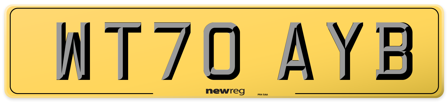 WT70 AYB Rear Number Plate
