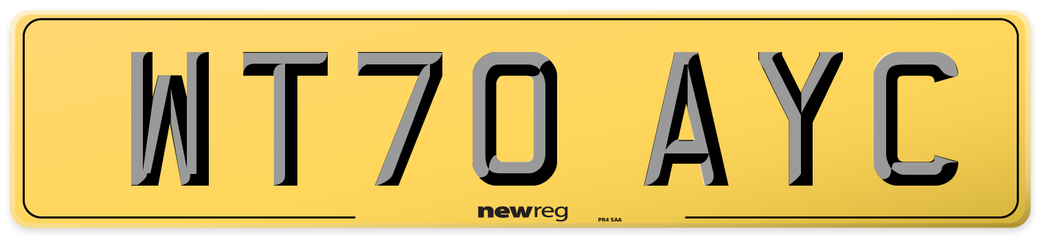 WT70 AYC Rear Number Plate