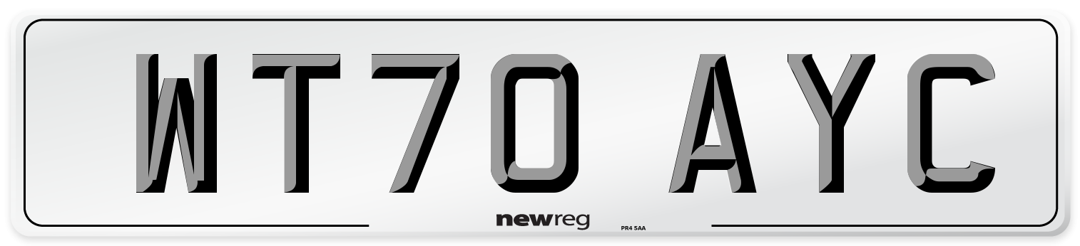 WT70 AYC Front Number Plate