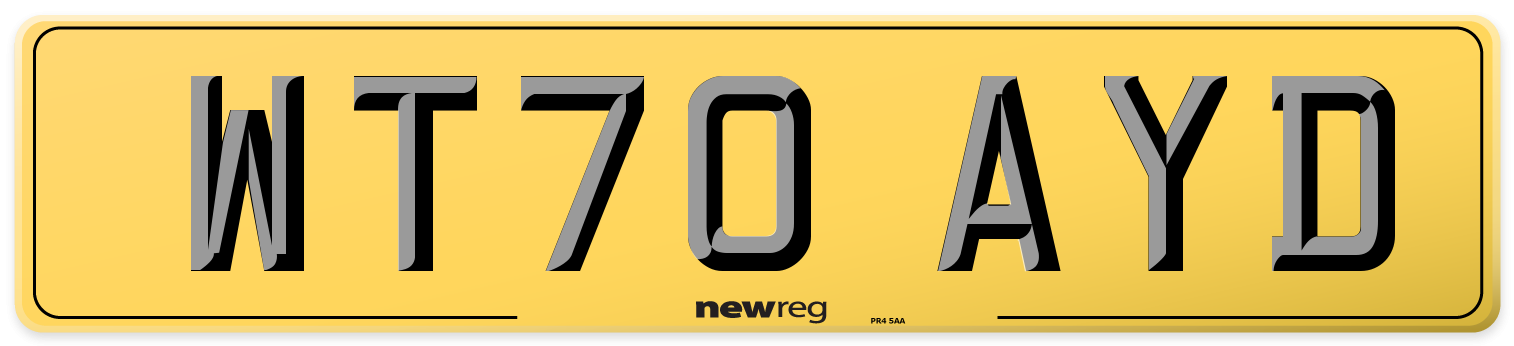 WT70 AYD Rear Number Plate