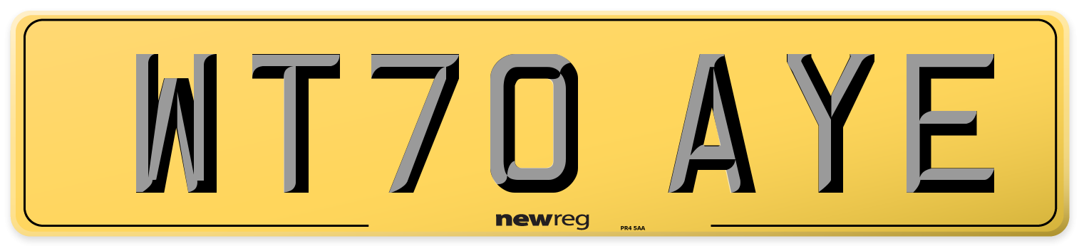 WT70 AYE Rear Number Plate