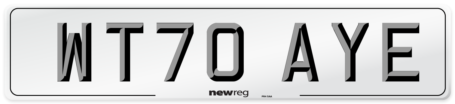 WT70 AYE Front Number Plate