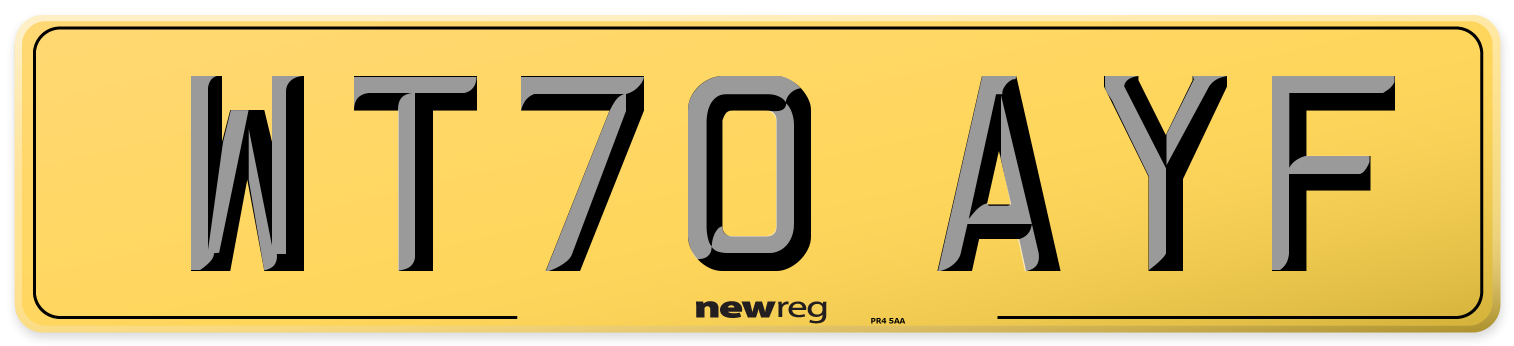 WT70 AYF Rear Number Plate