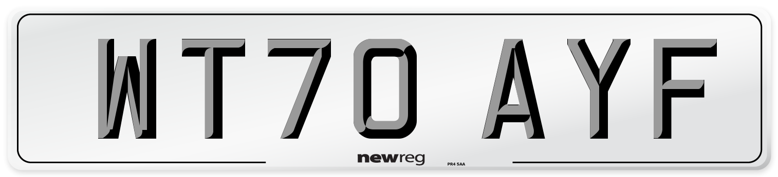 WT70 AYF Front Number Plate