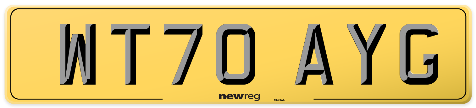 WT70 AYG Rear Number Plate