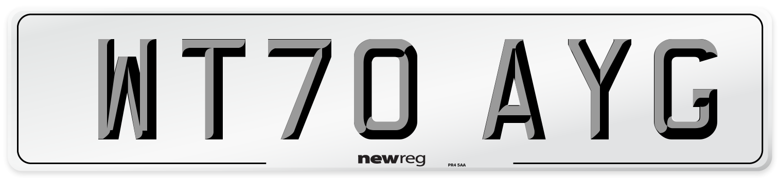 WT70 AYG Front Number Plate