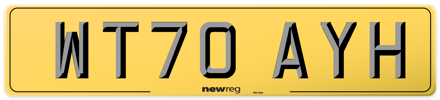 WT70 AYH Rear Number Plate