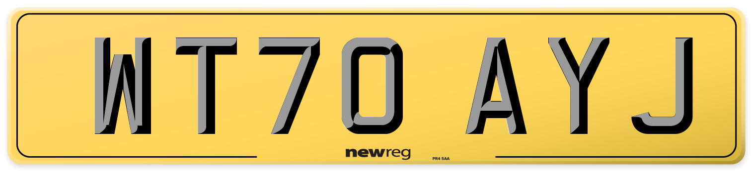 WT70 AYJ Rear Number Plate