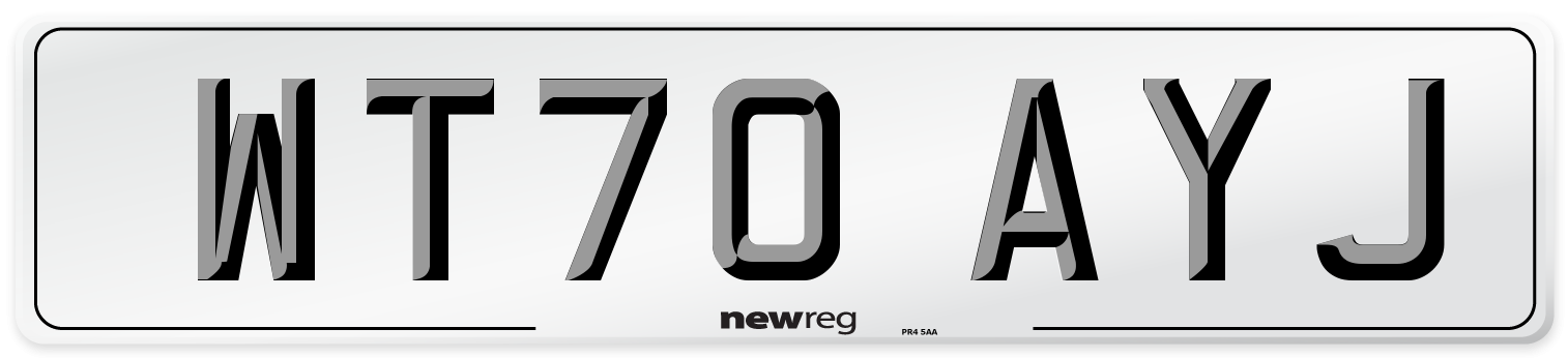 WT70 AYJ Front Number Plate