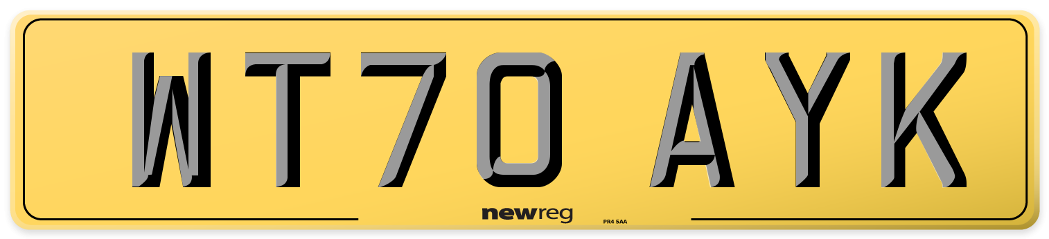WT70 AYK Rear Number Plate