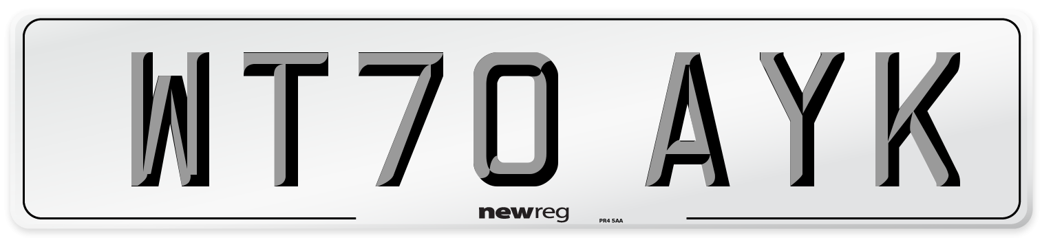 WT70 AYK Front Number Plate